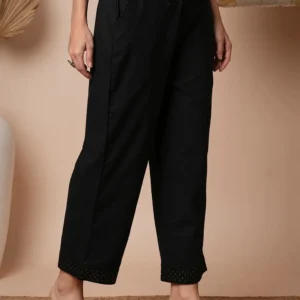 Black Embroidered Straight Pants