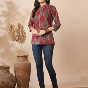 Dark Red Traditional Patterned Shirt